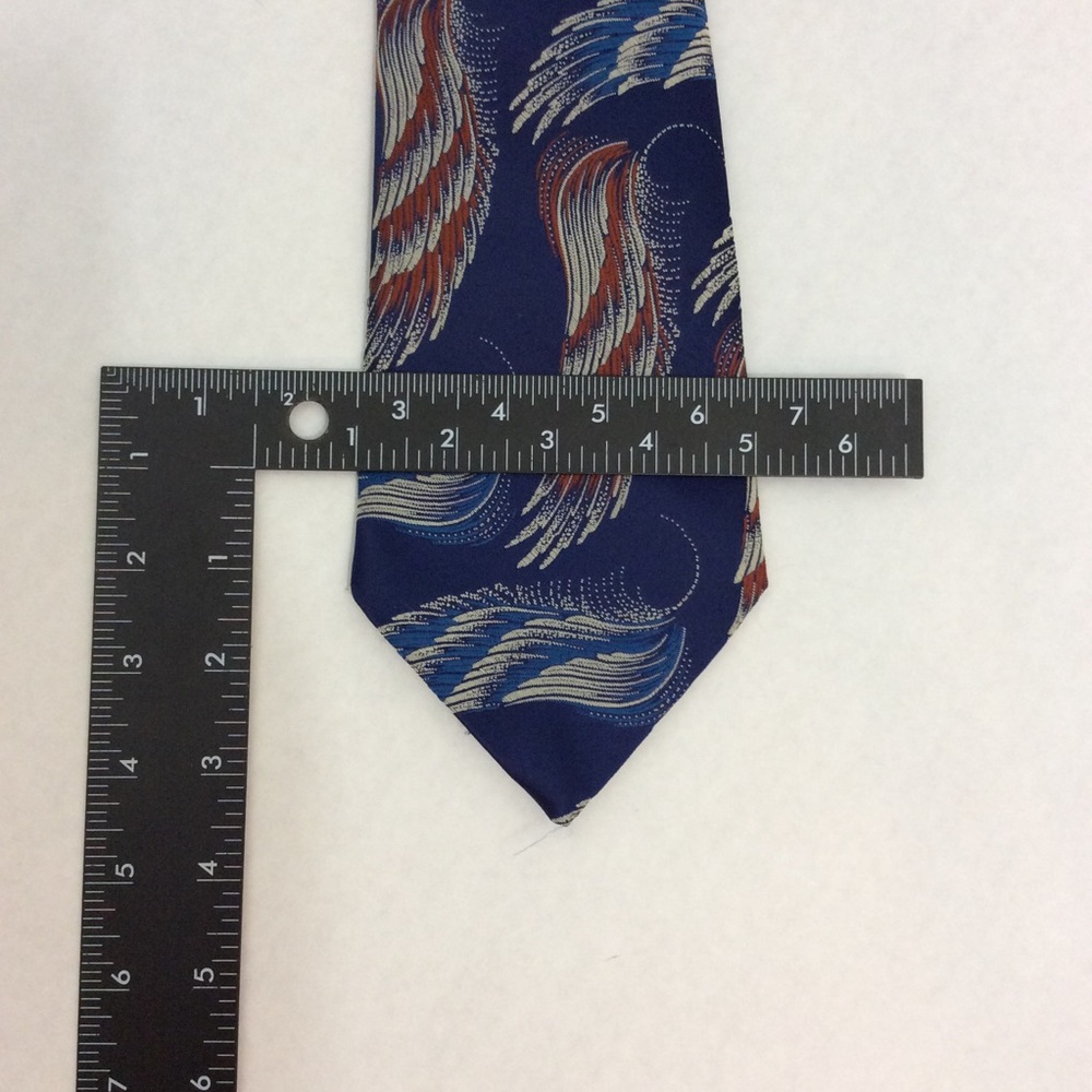 Vintage Navy Red White Feather Clip On Tie Poly View 4